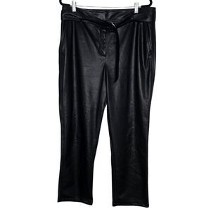 LOFT Black Faux Leather Paperbag Pants – Size 14